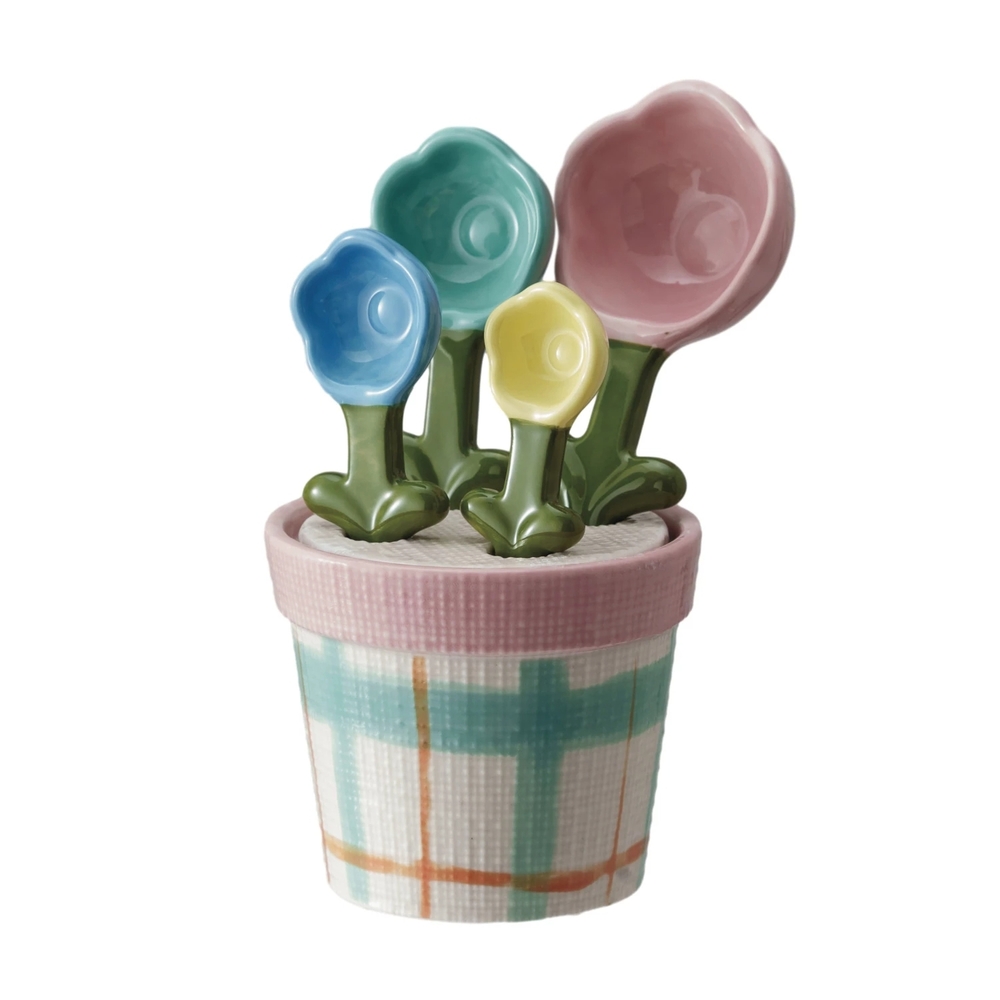 Floral Measuring Spoon Set in Pastel Colors
